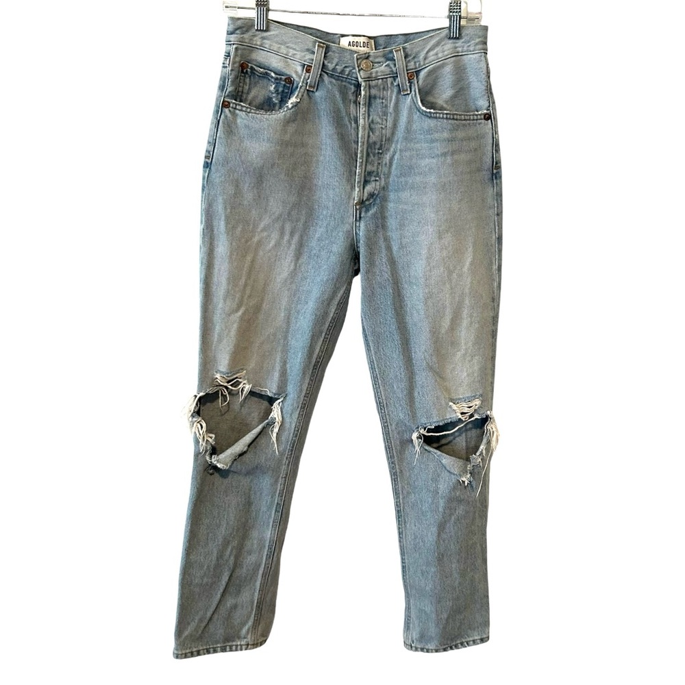 Agolde Women's Riley Clear Skies High-Rise Straight Crop Jeans in Size 27 - Picture 1 of 12